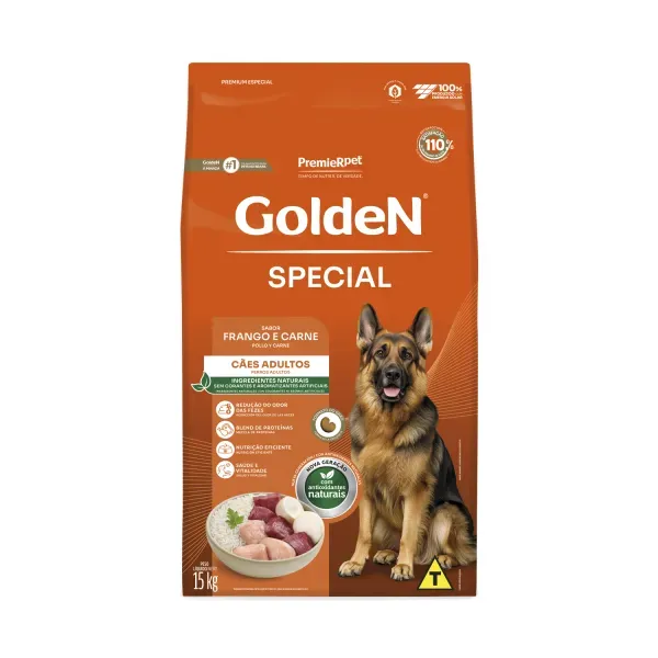 Golden Special Cães Adultos Frango e Carne 15 kg